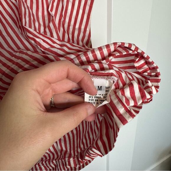 Nancy Stella Soto Red & White Striped 100% Cotton Boxy Top Size Medium - Picture 5 of 6